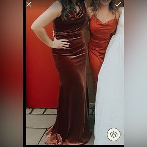 REVELRY Teracotta Velvet Bridesmaids Dress